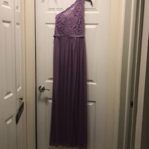Purple one shoulder full length dress